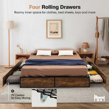 Load image into Gallery viewer, Metal Bed Frame with 4 Drawers-Full Size