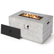 Load image into Gallery viewer, 43 Inch Rectangular Concrete Propane Fire Pit Table with Lava Rocks and Cover 50 000 BTU-Gray