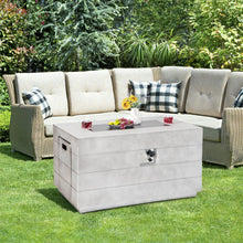 Load image into Gallery viewer, 43 Inch Rectangular Concrete Propane Fire Pit Table with Lava Rocks and Cover 50 000 BTU-Gray