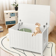 Load image into Gallery viewer, Wooden Cat Litter Box Enclosure with Top Opening Side Table Furniture-White