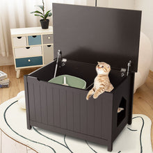 Load image into Gallery viewer, Wooden Cat Litter Box Enclosure with Top Opening Side Table Furniture-Coffee