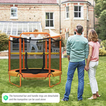 Load image into Gallery viewer, 5 Feet Kids 3-in-1 Game Trampoline with Enclosure Net Spring Pad-Orange