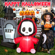 Load image into Gallery viewer, 5 Feet Inflatable Halloween Ghost Holding Sickle and Tombstone Yard Decor
