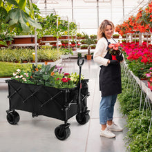 Load image into Gallery viewer, Folding Utility Garden Cart with Wide Wheels and Adjustable Handle-Black