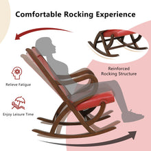 Load image into Gallery viewer, Modern Rocking Chair with PU Cushion and Rubber Wood Frame-Red