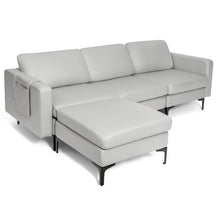 Load image into Gallery viewer, Modular L-shaped Sectional Sofa with Reversible Chaise and 2 USB Ports-Light Gray