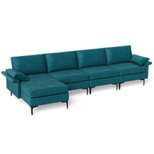 Load image into Gallery viewer, Extra Large L-shaped Sectional Sofa with Reversible Chaise and 2 USB Ports for 4-5 People-Peacock Blue