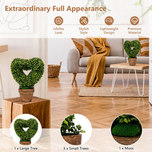 Load image into Gallery viewer, 4 Packs 14.5 Inch Mini Artificial Boxwood Topiary Trees with Heart Shape-Green