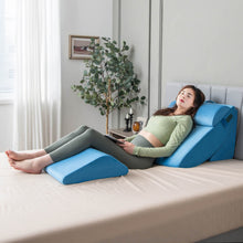 Load image into Gallery viewer, 4 Pieces Orthopedic Bed Wedge Pillow Set for Pain Relief-Blue