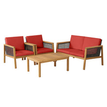 Load image into Gallery viewer, 4 Pieces Patio Rattan Furniture Set with Removable Cushions-Red