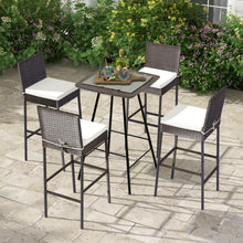 Load image into Gallery viewer, 4 Pieces Patio Wicker Barstools with Seat Cushion and Footrest-Set of 4