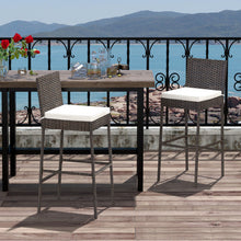Load image into Gallery viewer, 4 Pieces Patio Wicker Barstools with Seat Cushion and Footrest-Set of 4