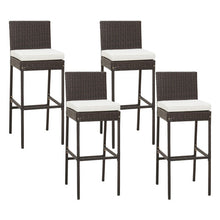 Load image into Gallery viewer, 4 Pieces Patio Wicker Barstools with Seat Cushion and Footrest-Set of 4