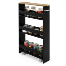 Load image into Gallery viewer, Rolling Kitchen Slim Storage Cart Mobile Shelving Organizer with Handle-Black