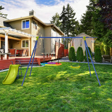 Load image into Gallery viewer, 4-in-1 Heavy-Duty Metal Playset with Slide and Basketball Hoop