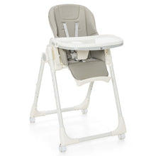 Load image into Gallery viewer, Folding High Chair with Height Adjustment and 360° Rotating Wheels-Gray