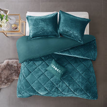 Load image into Gallery viewer, Intelligent Design Felicia 100% Polyester Crushed Velvet Duvet Cover Set - Twin/Twin XL - Teal ID12-1907 By Olliix
