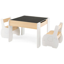 Load image into Gallery viewer, 4-in-1 Wooden Activity Kids Table and Chairs with Storage and Detachable Blackboard-White