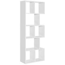 Load image into Gallery viewer, 5 Tiers 63 Inch Tall Geometric Wooden Bookshelf with 8 Display Shelves-White