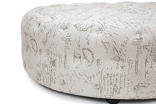 Load image into Gallery viewer, Baxton Studio Cardiff Beige Script Print Modern Tufted Ottoman