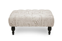 Load image into Gallery viewer, Baxton Studio Keswick Beige Script Print Modern Tufted Ottoman