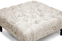 Load image into Gallery viewer, Baxton Studio Keswick Beige Script Print Modern Tufted Ottoman