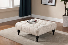 Load image into Gallery viewer, Baxton Studio Keswick Beige Script Print Modern Tufted Ottoman