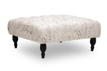 Load image into Gallery viewer, Baxton Studio Keswick Beige Script Print Modern Tufted Ottoman
