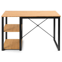 Load image into Gallery viewer, Computer Desk with Bamboo Top & 2 Storage Shelves-Steel Frame