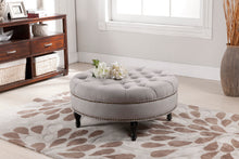 Load image into Gallery viewer, Baxton Studio Palfrey Beige Linen Modern Tufted Ottoman