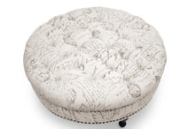 Load image into Gallery viewer, Baxton Studio Palfrey Beige Script Print Modern Tufted Ottoman