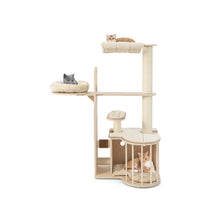 Load image into Gallery viewer, 55 Inch Tall Multi-Level Cat Tree with Washable Removable Cushions-Natural