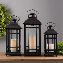 Load image into Gallery viewer, Traditional Black Metal Lantern (Set of 3)