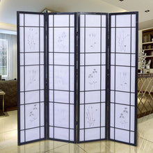 Load image into Gallery viewer, 4 Panels Printed Flower Solid Wood Room Screen-Natrual
