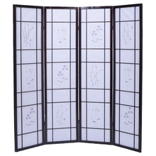 Load image into Gallery viewer, 4 Panels Printed Flower Solid Wood Room Screen-Natrual