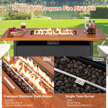 Load image into Gallery viewer, 57 Inch 50 000 BTU Rectangular Propane Outdoor Fire Pit Table-Brown