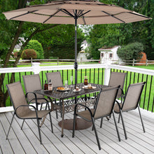 Load image into Gallery viewer, 59 Inch Aluminum Patio Dining Table with Umbrella Hole fot 6 Persons-Bronze