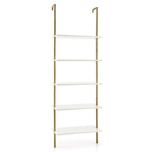 Load image into Gallery viewer, 5 Tier Ladder Shelf Wall-Mounted Bookcase with Steel Frame-Golden