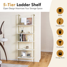 Load image into Gallery viewer, 5 Tier Ladder Shelf Wall-Mounted Bookcase with Steel Frame-Golden