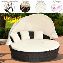 Load image into Gallery viewer, Patio Round Daybed Rattan Furniture Sets with Canopy