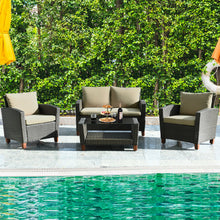 Load image into Gallery viewer, 4 Pieces Patio Rattan Furniture Set with Cushions
