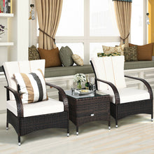 Load image into Gallery viewer, 3PCS Rattan Coffee Table Set Chair-White