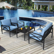 Load image into Gallery viewer, 4 Pieces Patio Furniture Set Aluminum Frame Cushioned Sofa