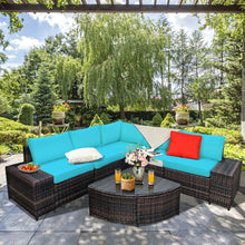 Load image into Gallery viewer, 6 Pieces Rattan Furniture Cushioned Sofa Set-Turquoise