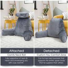 Load image into Gallery viewer, Reading Pillow TV Bed Rest Memory Foam with Arms Rests Neck Roll Back Support