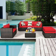 Load image into Gallery viewer, 6 Pcs Patio Rattan Furniture Set with Sectional Cushion-Red