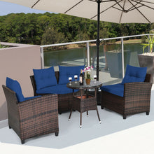 Load image into Gallery viewer, 4 Pieces Outdoor Cushioned Rattan Furniture Set-Navy