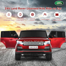 Load image into Gallery viewer, 24V 2-Seater Licensed Land Rover Kids Ride On Car with 4WD Remote Control-Red