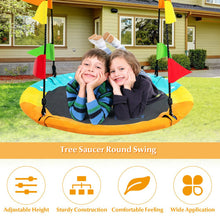 Load image into Gallery viewer, 40 Inch Indoor Outdoor Flying Saucer Tree Swing with Hanging Strap
