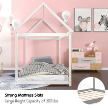 Load image into Gallery viewer, Stable Kids Platform Floor Bed with Roof ang Heavy-Duty Slats-White
